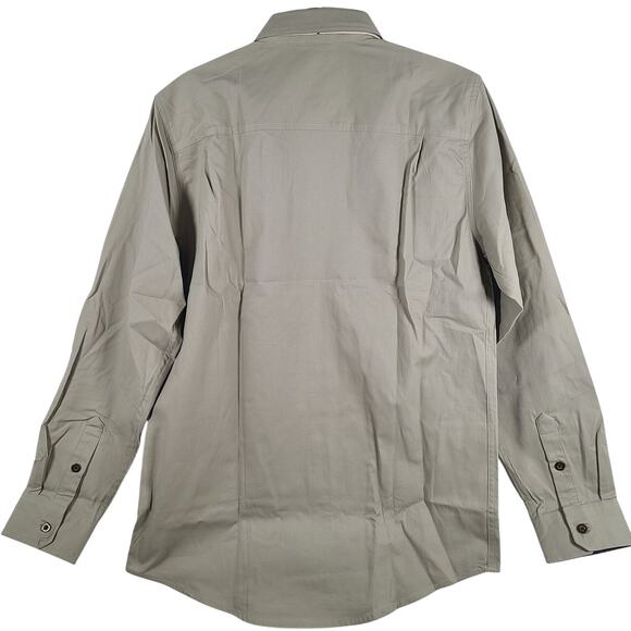NWT PLADRA Men's Long Sleeve Twill Button Up Work Shirt Khaki Sz M - Picture 5 of 7